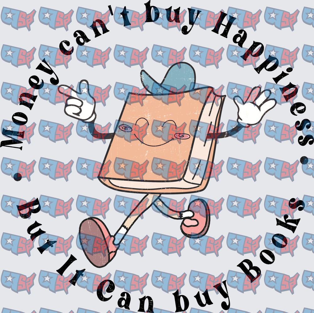 Money Can't Buy Happiness But Books Retro Dancing Book (DTF)