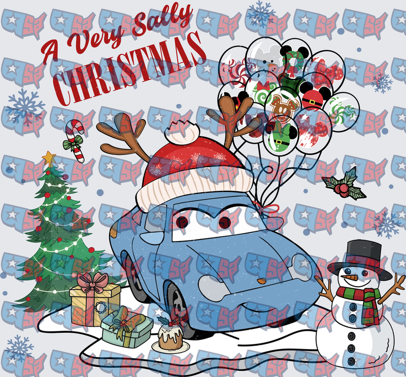 A Very Sally Christmas Blue Car Holiday Scene (DTF)