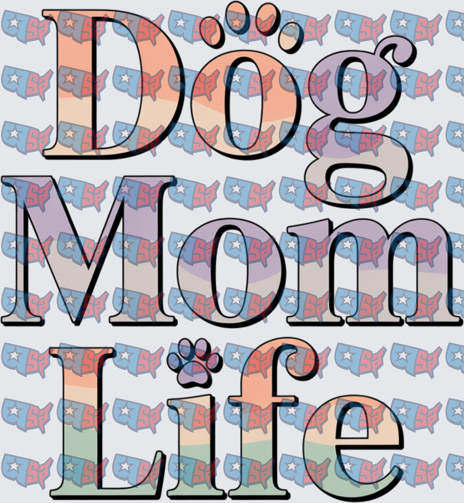 Dog Mom Life Paw Print Pastel Typography (DTF)