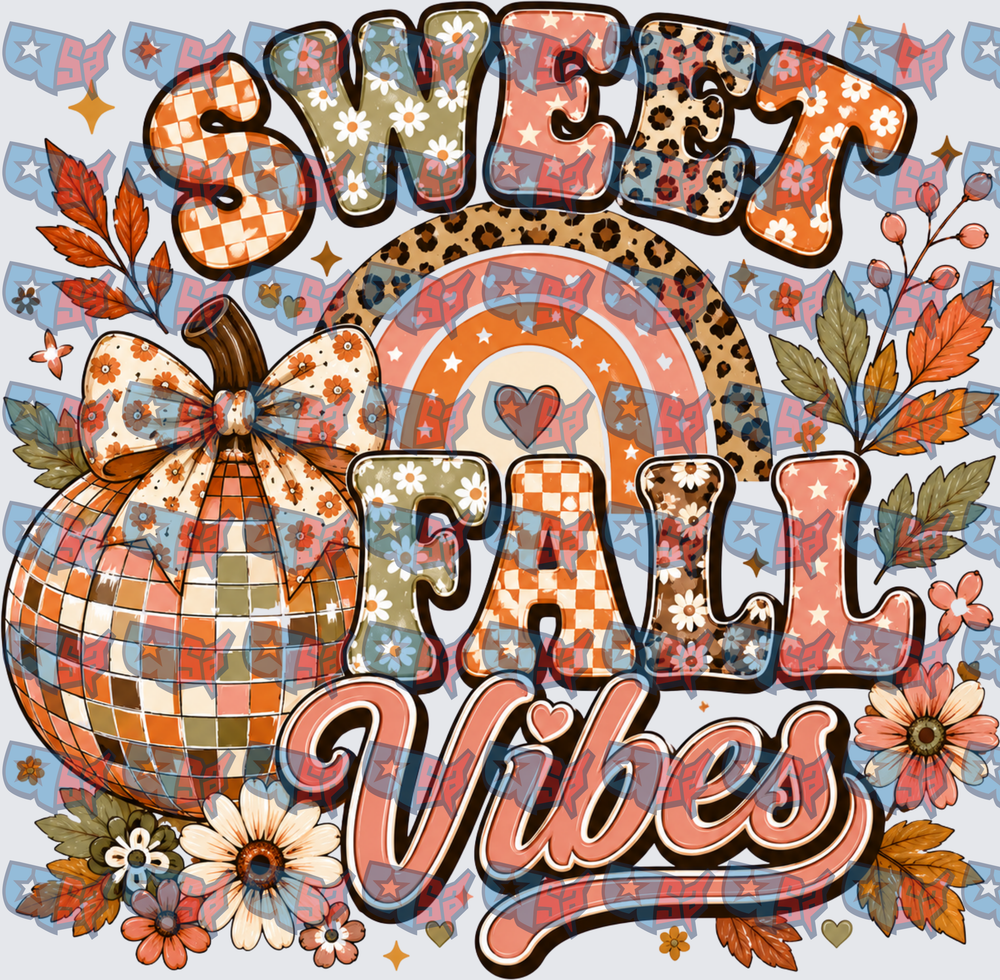 Sweet Fall Vibes Boho Pumpkin Rainbow Design (DTF)