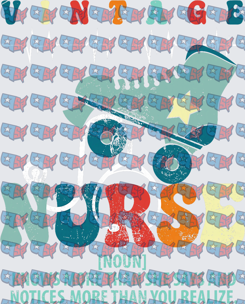 Vintage Nurse Roller Skate Retro Distressed Design (DTF)
