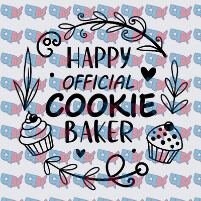 Happy Official Cookie Baker Cupcake Floral Design (DTF)
