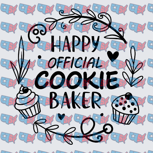 Happy Official Cookie Baker Cupcake Floral Design (DTF)