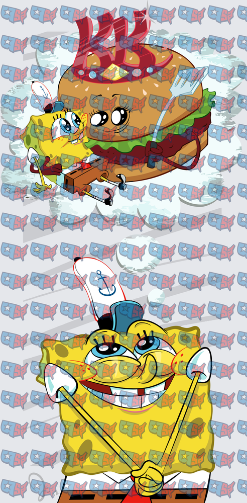 Spongebob Chasing Krabby Patty Meme Duo (DTF)