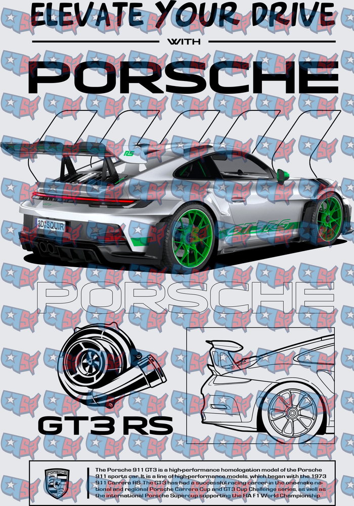 Elevate Your Drive Porsche GT3 RS Silver Green Wheels (DTF)