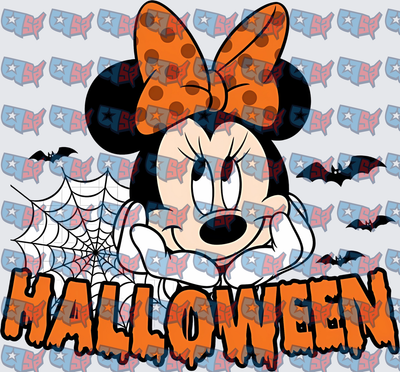 Spooky Mouse Halloween Bats Spider Web Design (DTF)
