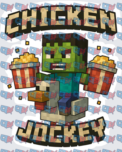 Minecraft Chicken Jockey Zombie Holding Popcorn Buckets (DTF)
