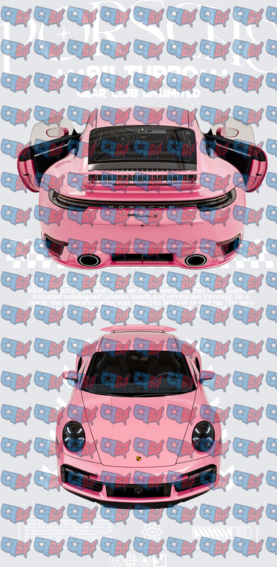 Pink Sports Car Rear and Front View Duo (DTF)