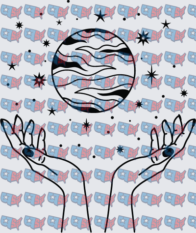 Mystical Hands Holding Celestial Planet Stars (DTF)