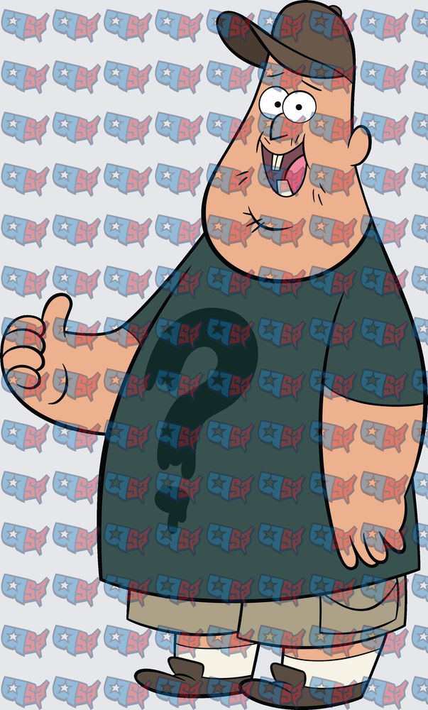 Chubby Cartoon Guy Thumbs Up Question Mark Shirt (DTF)