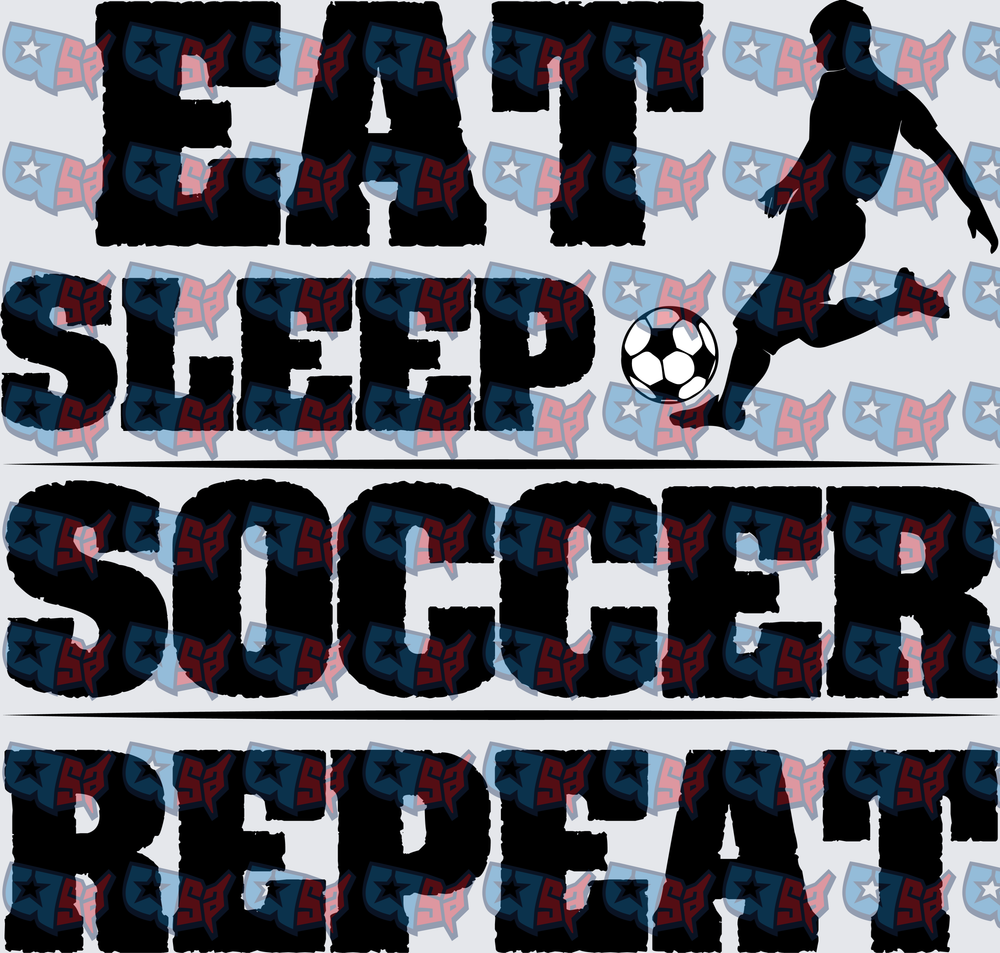 Eat Sleep Soccer Repeat Player Silhouette (DTF)