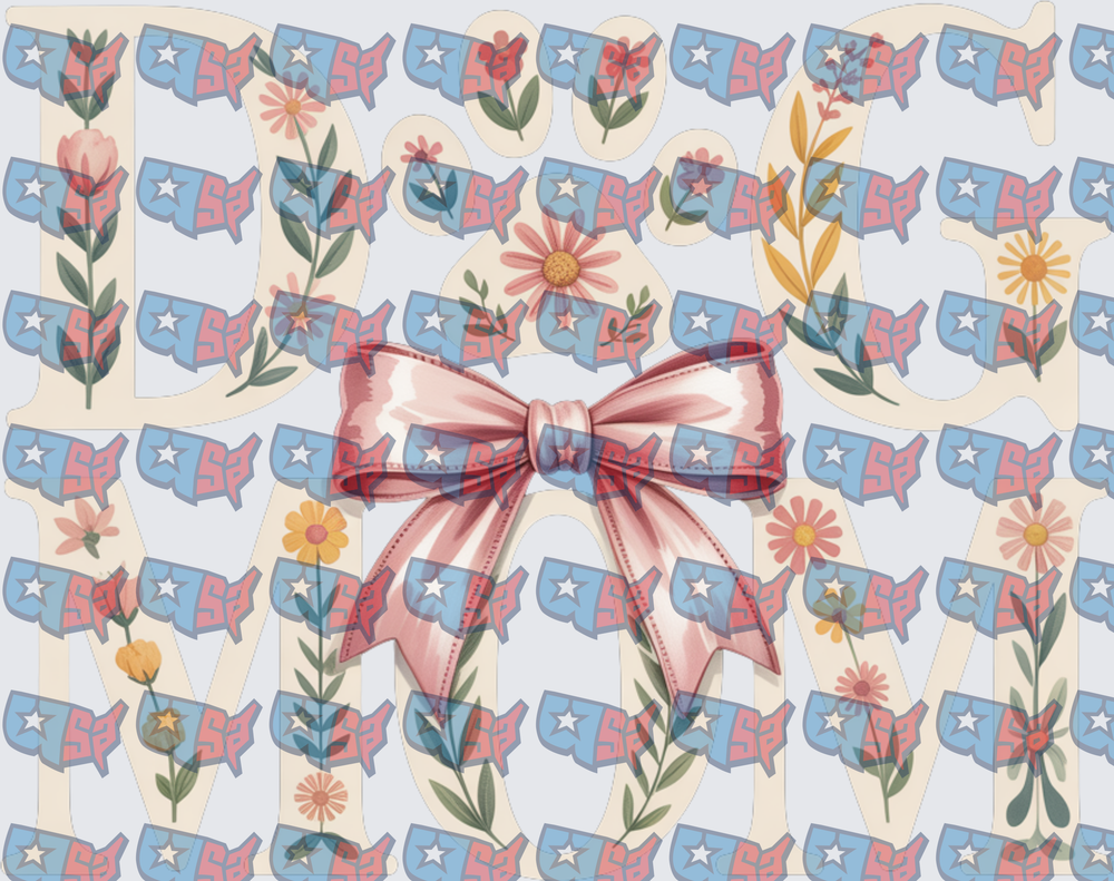 Floral USA Map Letters with Pink Bow (DTF)