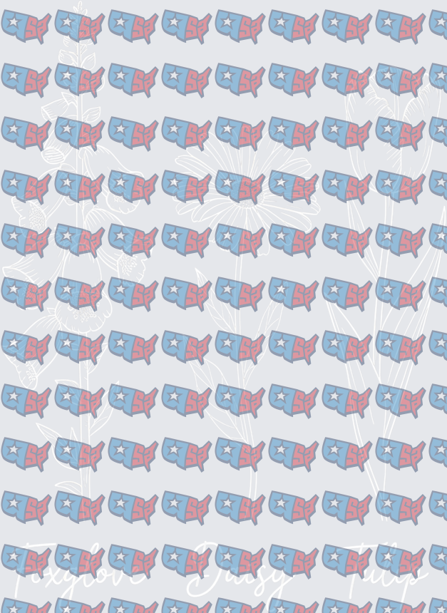 Patriotic USA Map Pattern With Wildflowers (DTF)