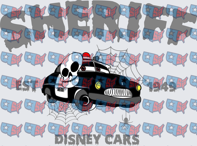 Halloween Sheriff Police Car Skull Spider Web (DTF)
