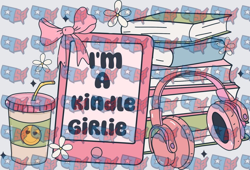 I'm A Kindle Girlie Pink Bow E-Reader Book Stack (DTF)