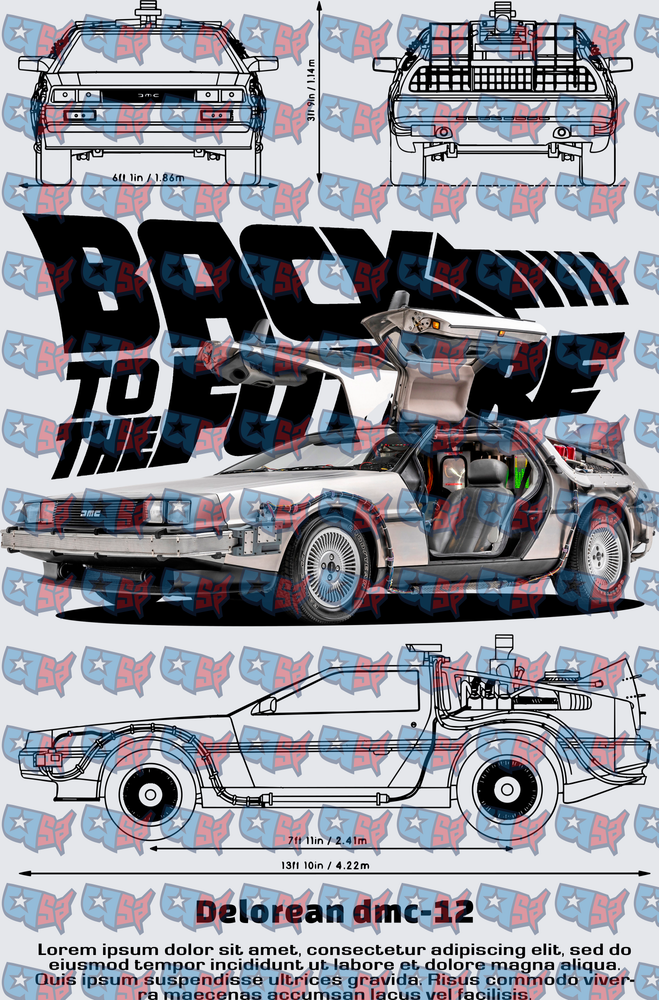 Back To The Future DeLorean DMC-12 Blueprint (DTF)