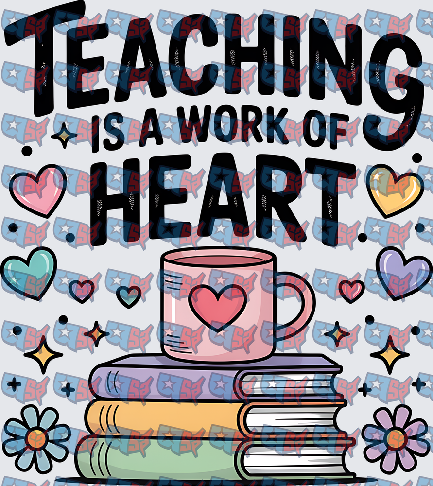 Teaching Is A Work Of Heart Teacher Coffee Books (DTF)