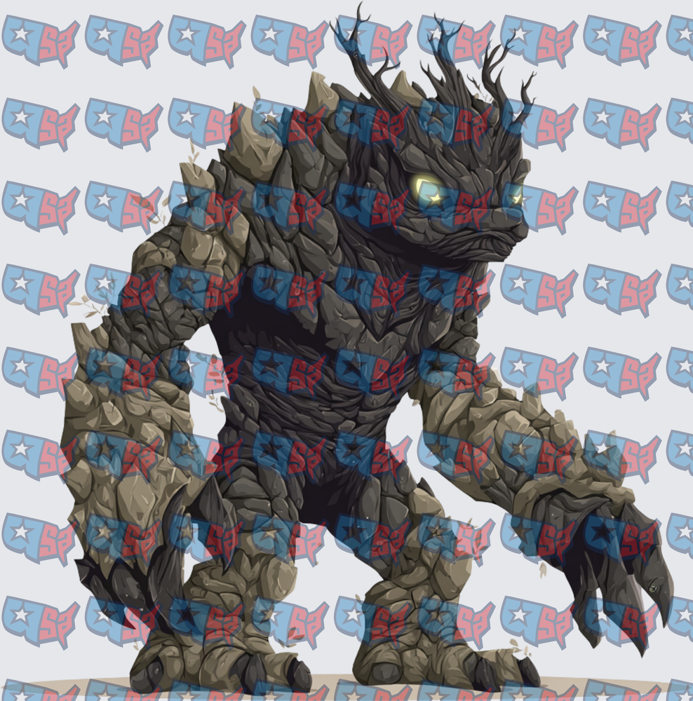 Stone Rock Golem Monster Glowing Eyes (DTF)
