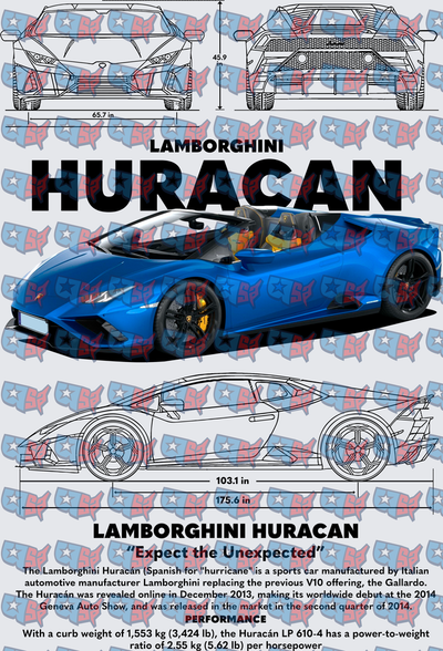 Lamborghini Huracan Blueprint Specs Poster Design (DTF)