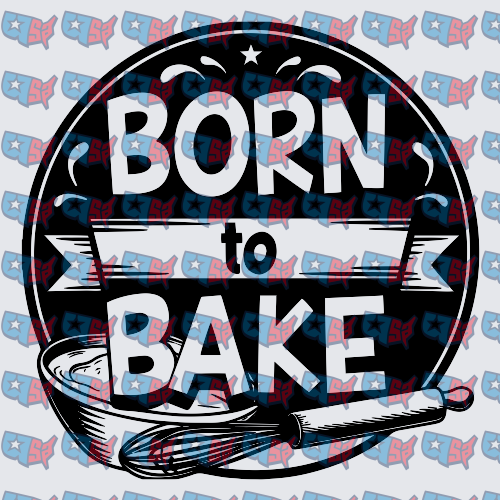 Born To Bake Whisk Circle Badge Design (DTF)