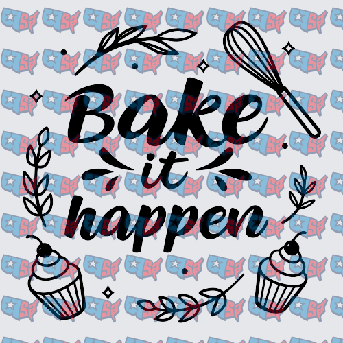 Bake It Happen Cupcake Whisk Floral Design (DTF)