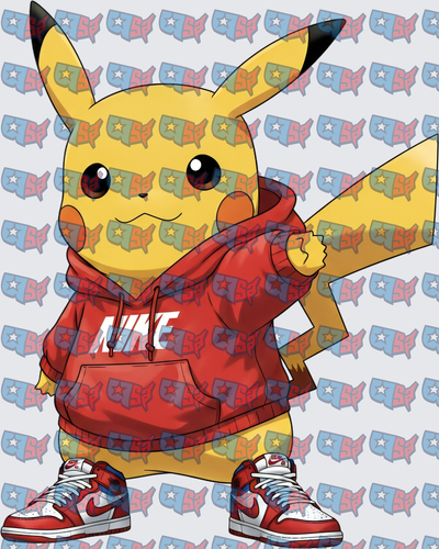 Pikachu Wearing Red Swoosh Hoodie And Sneakers (DTF)