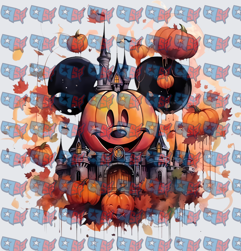 Halloween Pumpkin Mouse Head Haunted Castle Fall (DTF)