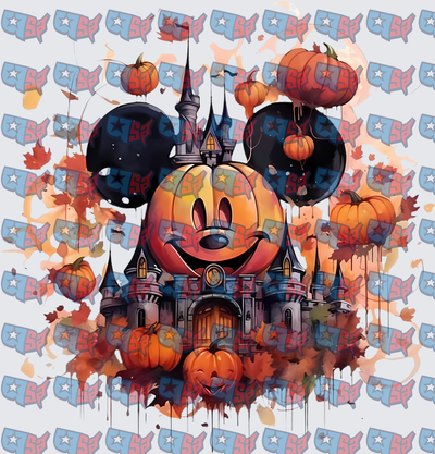 Halloween Pumpkin Mouse Head Haunted Castle Fall (DTF)
