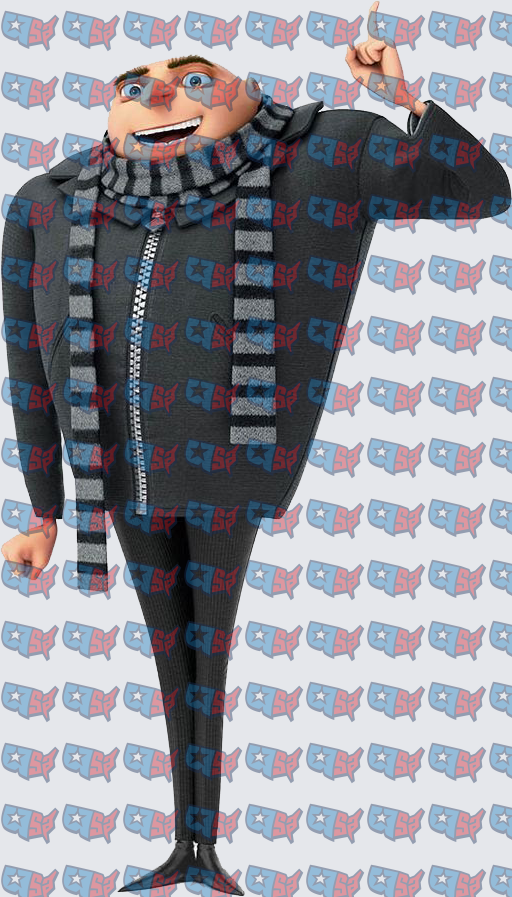 Bald Villain Pointing Up In Striped Scarf (DTF)