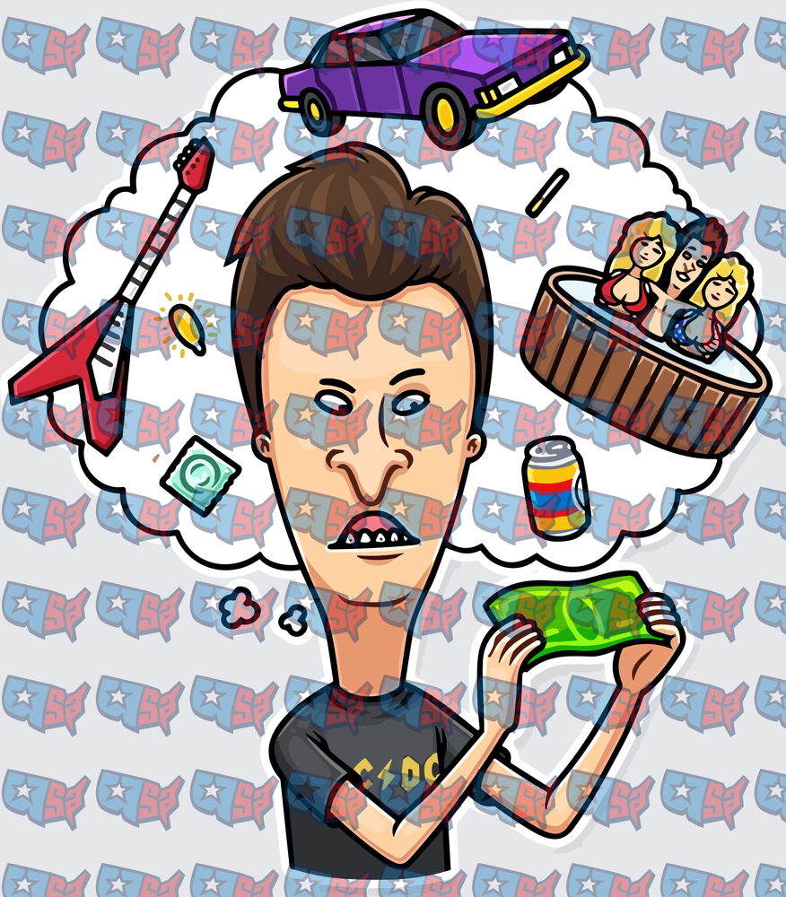 Beavis Daydreaming About Money Cars Women Guitar Beer (DTF)
