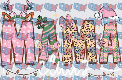 Christmas Mama Leopard Plaid Festive Letter Design (DTF)