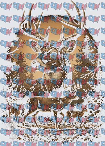 Vintage Buck Deer Winter Forest Scene (DTF)