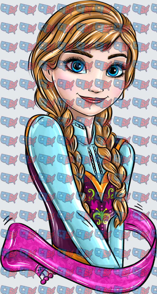 Braided Princess Girl with Pink Ribbon (DTF)