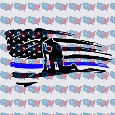 Thin Blue Line Distressed Flag Fallen Officer Silhouette (DTF)