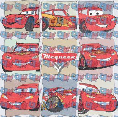 Lightning McQueen Multi Pose Vintage Grid Collage (DTF)