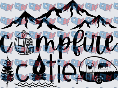 Campfire Cutie Mountains Camping Script Design (DTF)