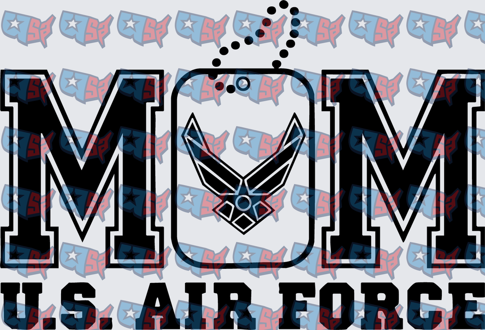 US Air Force Mom Dog Tag Logo Design (DTF)