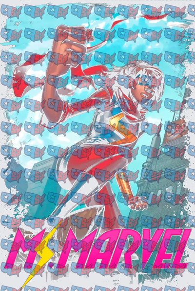 Ms. Marvel Kamala Khan Flying Punch Comic Art (DTF)