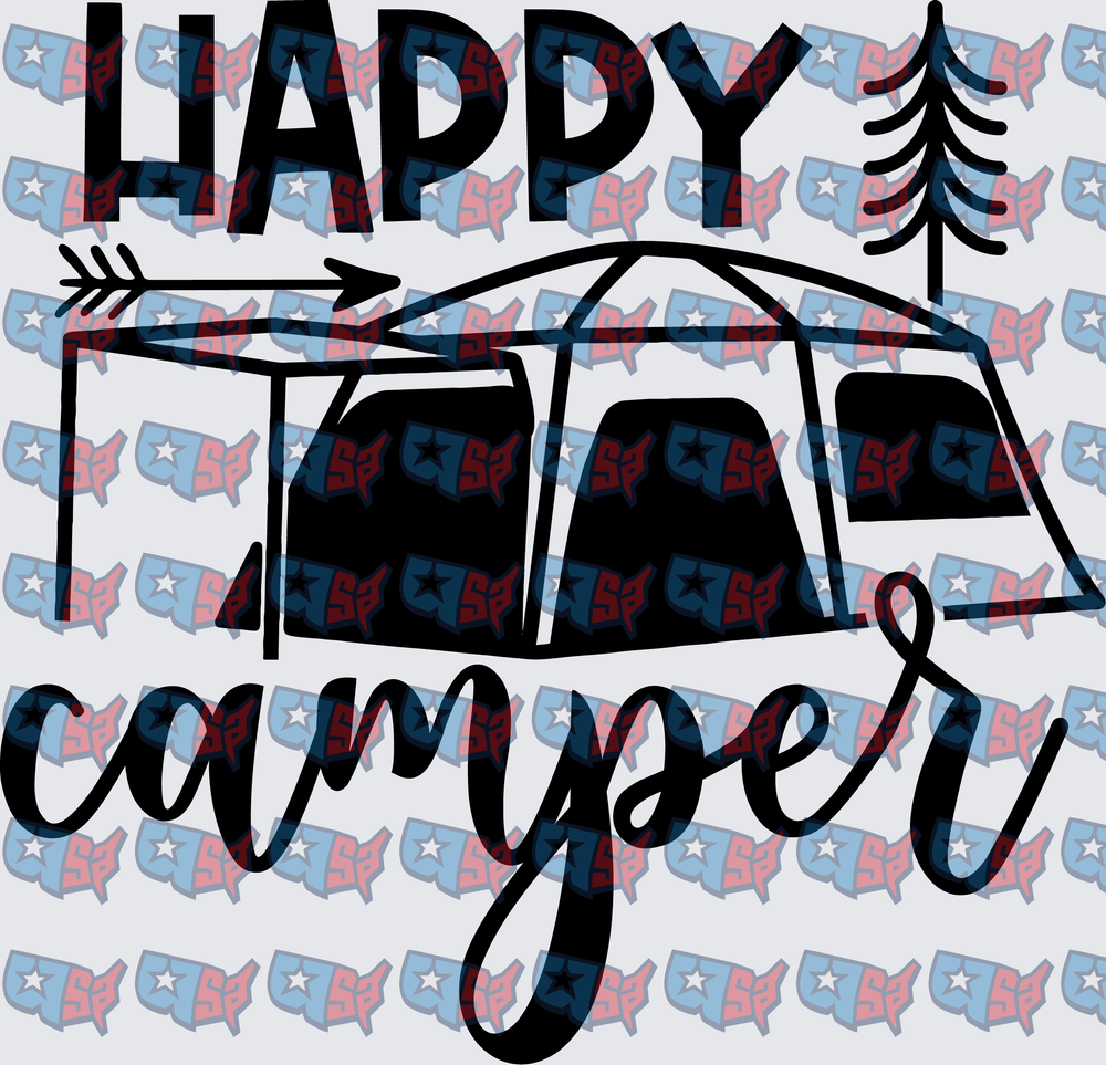 Happy Camper Tent Arrow Pine Tree Design (DTF)