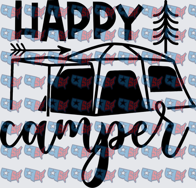 Happy Camper Tent Arrow Pine Tree Design (DTF)