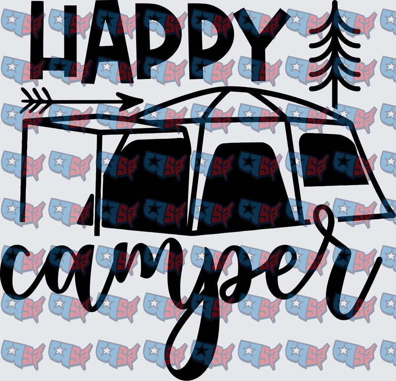 Happy Camper Tent Arrow Pine Tree Design (DTF)