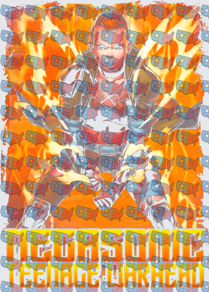 Megasonic Teenage Warhead Fiery Comic Hero Design (DTF)