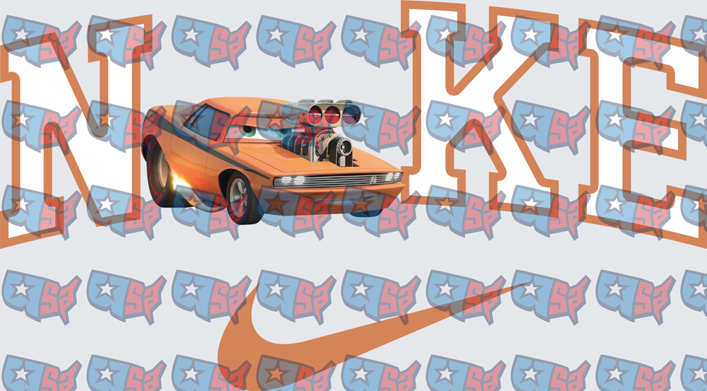 Animated Orange Muscle Car Swoosh Graphic (DTF)