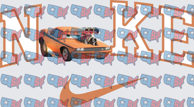 Animated Orange Muscle Car Swoosh Graphic (DTF)