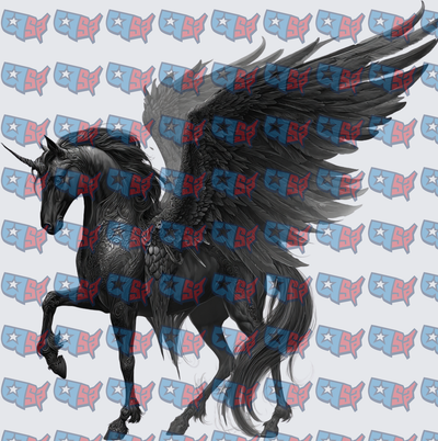Dark Winged Armored Unicorn Rearing Pose (DTF)