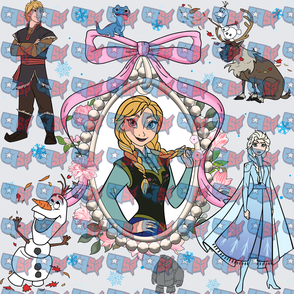 Frozen Sisters and Friends Floral Bow Collage (DTF)