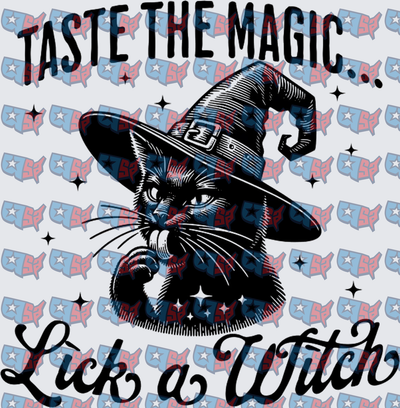 Taste The Magic Lick A Witch Black Cat Witch Hat (DTF)