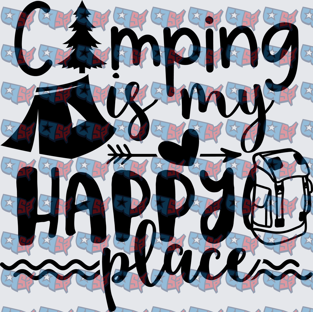 Camping Is My Happy Place Tent Tree Backpack (DTF)
