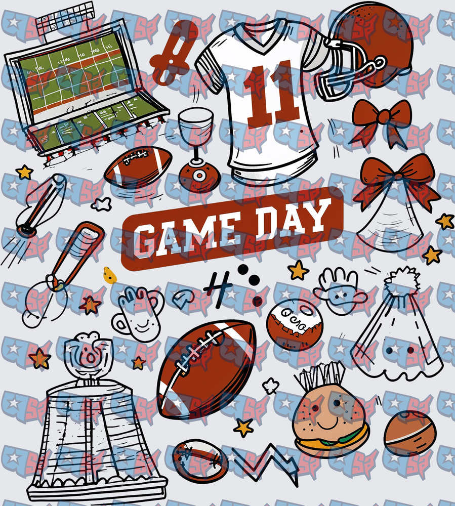 Game Day Football Doodle Collage (DTF)