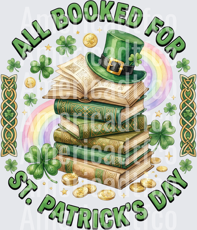 All Booked For St. Patrick's Day Stack of Books (DTF)